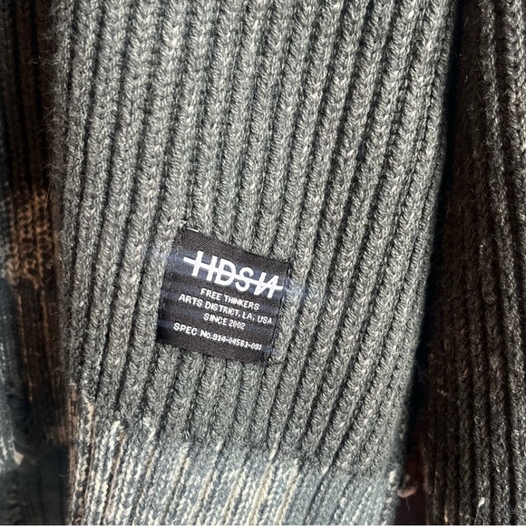 Hudson free thinkers distressed two tone ribbed sweater men’s medium NWT - Picture 3 of 11